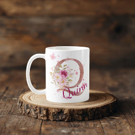 Personalized Floral Initial Mug – Letter Q Koffiemok