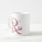 Personalized Floral Initial Mug – Letter R Koffiemok (Voorkant links)