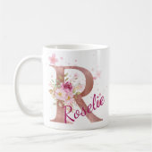 Personalized Floral Initial Mug – Letter R Koffiemok (Links)