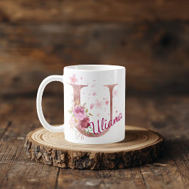 Personalized Floral Initial Mug – Letter U Koffiemok