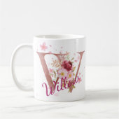 Personalized Floral Initial Mug – Letter W Koffiemok (Links)