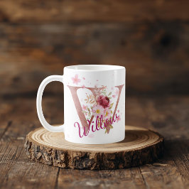 Personalized Floral Initial Mug – Letter W Koffiemok