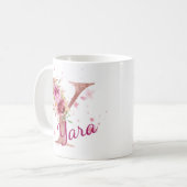Personalized Floral Initial Mug – Letter Y Koffiemok (Voorkant links)