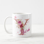 Personalized Floral Initial Mug – Letter Y Koffiemok (Links)