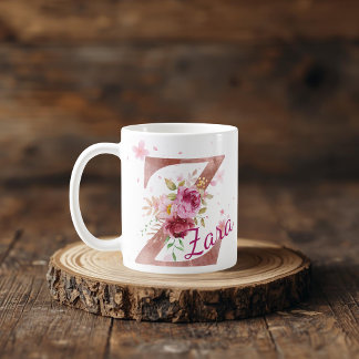 Personalized Floral Initial Mug – Letter Z Koffiemok