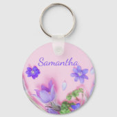 Personalized Floral Keychain | Blue Wildflowers (Voorkant)