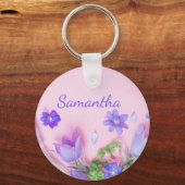 Personalized Floral Keychain | Blue Wildflowers  (Achterkant)