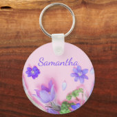Personalized Floral Keychain | Blue Wildflowers (Voorkant)