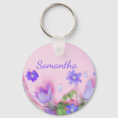 Personalized Floral Keychain | Blue Wildflowers (Achterkant)
