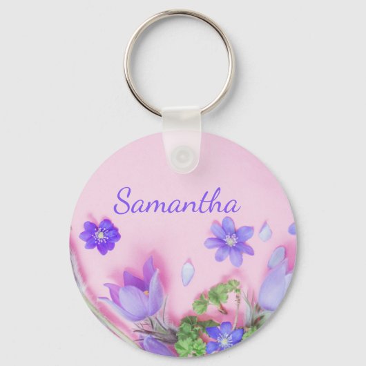 Personalized Floral Keychain | Blue Wildflowers  (Achterkant)