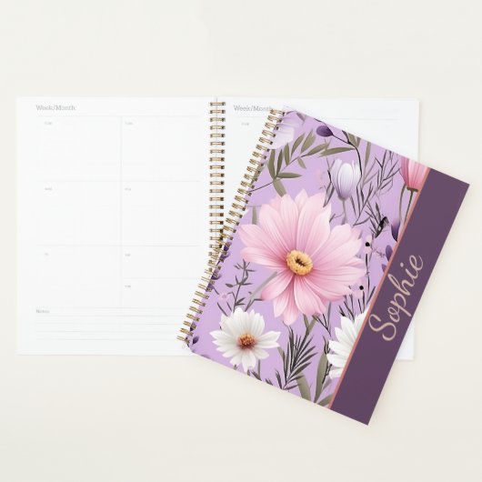 Personalized Floral Lavender Planner with Name (Display)