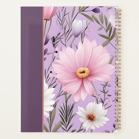 Personalized Floral Lavender Planner with Name (Achterkant)