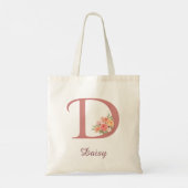Personalized Floral Letter D Monogram Tote Bag (Achterkant)