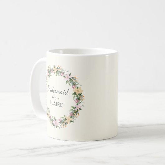 Personalized Floral Maid of Honor Mug Koffiemok (Voorkant links)