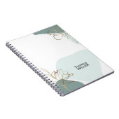 Personalized Floral Modern Mint and Gold Notebook Notitieboek (Rechterzijde)