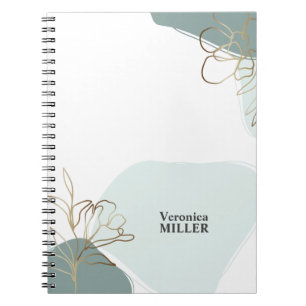 Personalized Floral Modern Mint and Gold Notebook Notitieboek