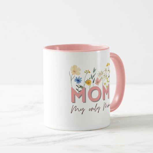 Personalized Floral Mom Mug . Mok (Voorkant rechts)