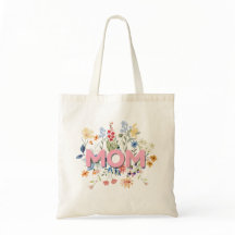 Personalized Floral Mom Tote Bag