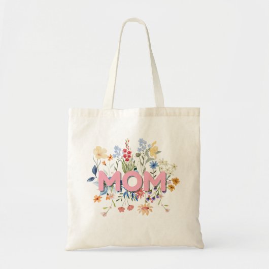 Personalized Floral Mom Tote Bag (Voorkant)