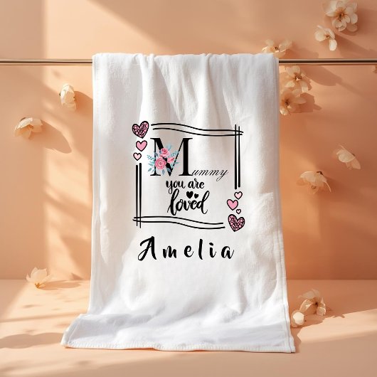 Personalized Floral Mommy Bath Towel Badhanddoek