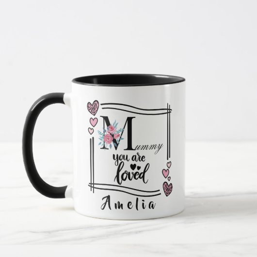 Personalized Floral Mommy Mug Mok (Links)
