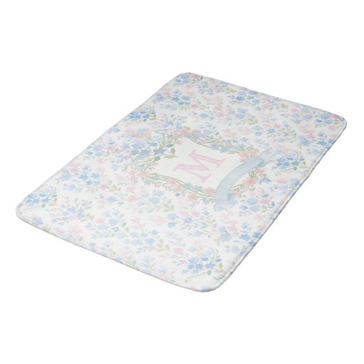 Personalized Floral Monogram Bath Mat (Gekanteld)
