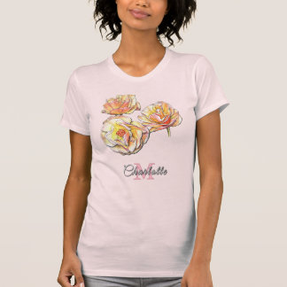 Personalized Floral Monogram Hand Drawn Roses Art T-shirt