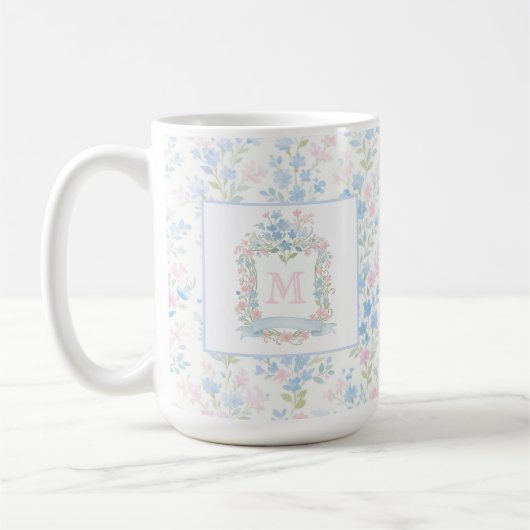 Personalized Floral Monogram Mug Koffiemok (Links)
