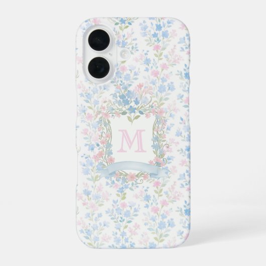 Personalized Floral Monogram Phone Case iPhone 16 Hoesje (Achterkant)