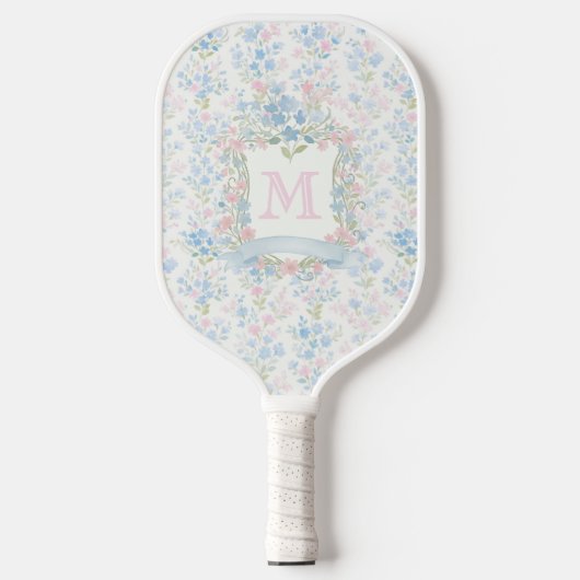 Personalized Floral Monogram Pickleball Paddle (Voorkant)