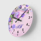 Personalized Floral Monogram Wall Clock – Custom Ronde Klok (Hoek)