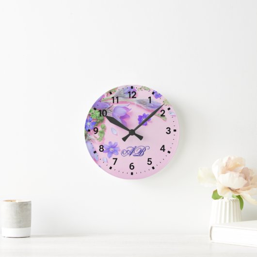 Personalized Floral Monogram Wall Clock – Custom  Ronde Klok (Huis)