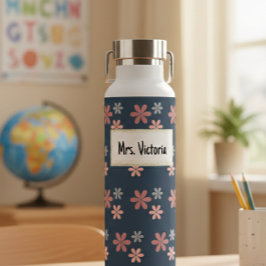 Personalized Floral Mrs. Victoria Insulated Water  Waterfles