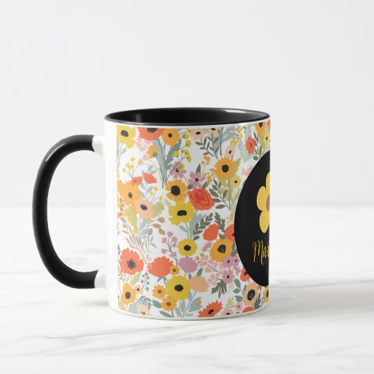 Personalized floral mug for her  mok (Links)