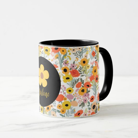 Personalized floral mug for her mok (Voorkant rechts)
