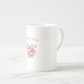 Personalized Floral Name Mug | Elegant Pink Peony  Porselein Kop (Voorkant rechts)