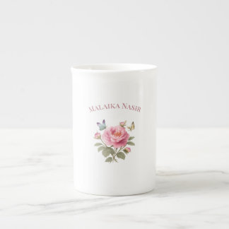 Personalized Floral Name Mug | Elegant Pink Peony  Porselein Kop