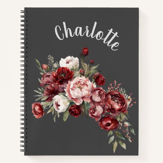 Personalized Floral Name Notebook Notitieboek (Voorkant)