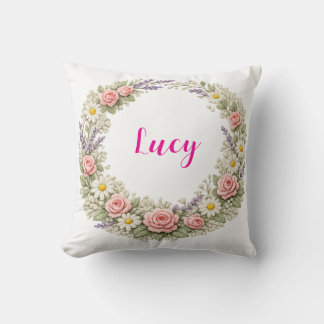 Personalized Floral Name Pillow Custom Gift  Kussen