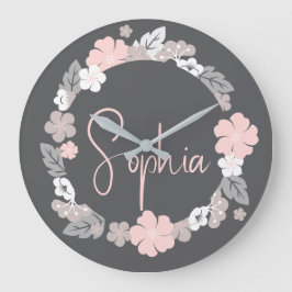 Personalized Floral Name Pink Grote Klok
