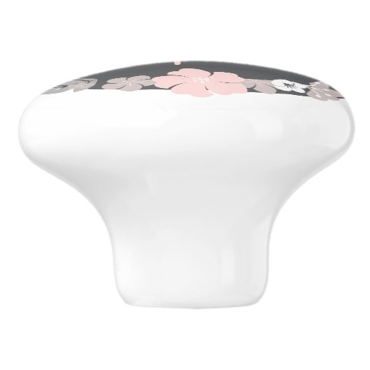 Personalized Floral Name Pink Keramische Knop (Zijkant)