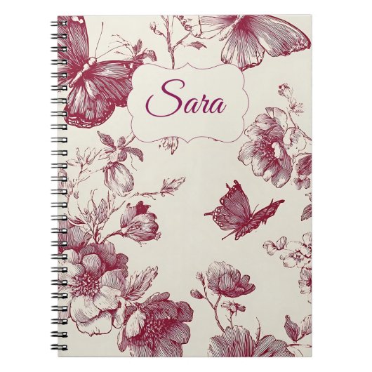 Personalized Floral Notebook – Custom Name Notitieboek (Voorkant)