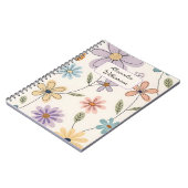 Personalized Floral Notebook – Custom Name Pastel Notitieboek (Linkerzijde)