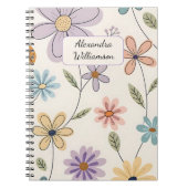 Personalized Floral Notebook – Custom Name Pastel Notitieboek (Voorkant)
