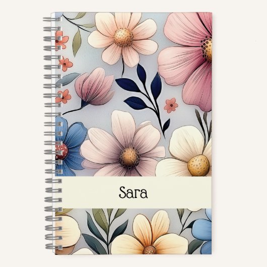 Personalized Floral Notebook Notitieboek (Voorkant)
