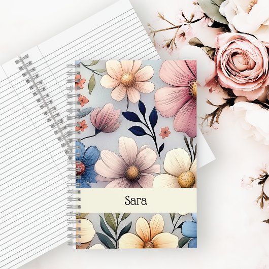Personalized Floral Notebook Notitieboek