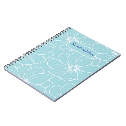 Personalized Floral Notebook with Name Notitieboek (Linkerzijde)