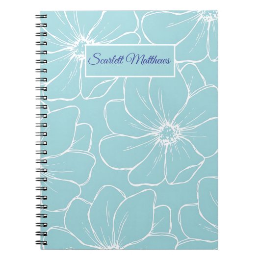 Personalized Floral Notebook with Name  Notitieboek (Voorkant)