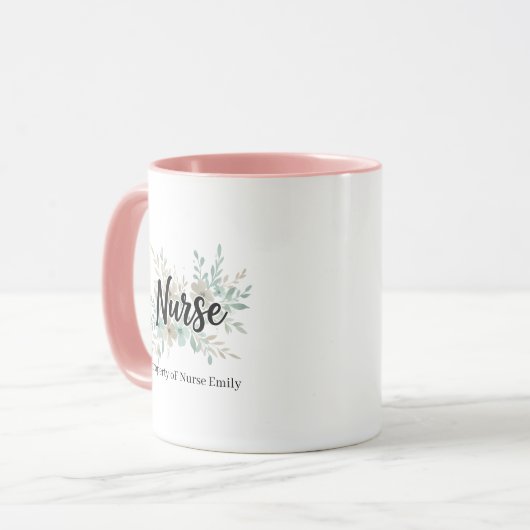 Personalized Floral Nurse Gift Mok (Voorkant links)