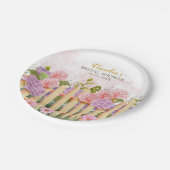 Personalized Floral Picket Fence Hydrangea Bridal  Papieren Bordje (Gekanteld)